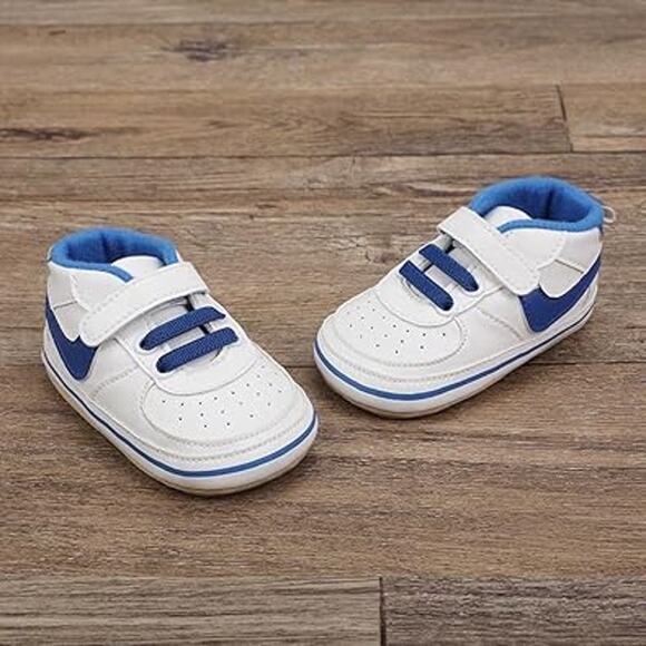 New Clowora Unisex Size 12-18 Months Blue White Infant Non-Slip Baby Shoes - Picture 3 of 6
